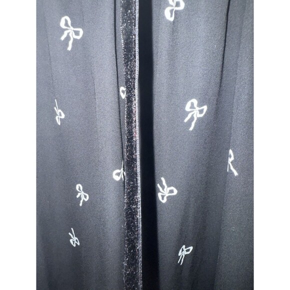 J.Crew Bow Blouse with Ruffle Neck and Velvet Trim Medium Black w/White Bows - Picture 4 of 5